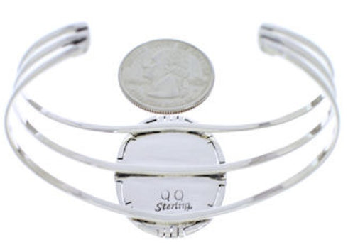 Multicolor Native American Village Design Silver Cuff Bracelet MX27467